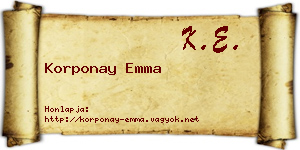 Korponay Emma névjegykártya
